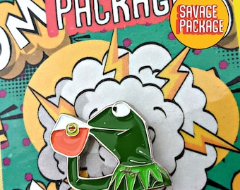 Kermit The Frog Sipping on Tea But That's None of My Business Enamel Pin