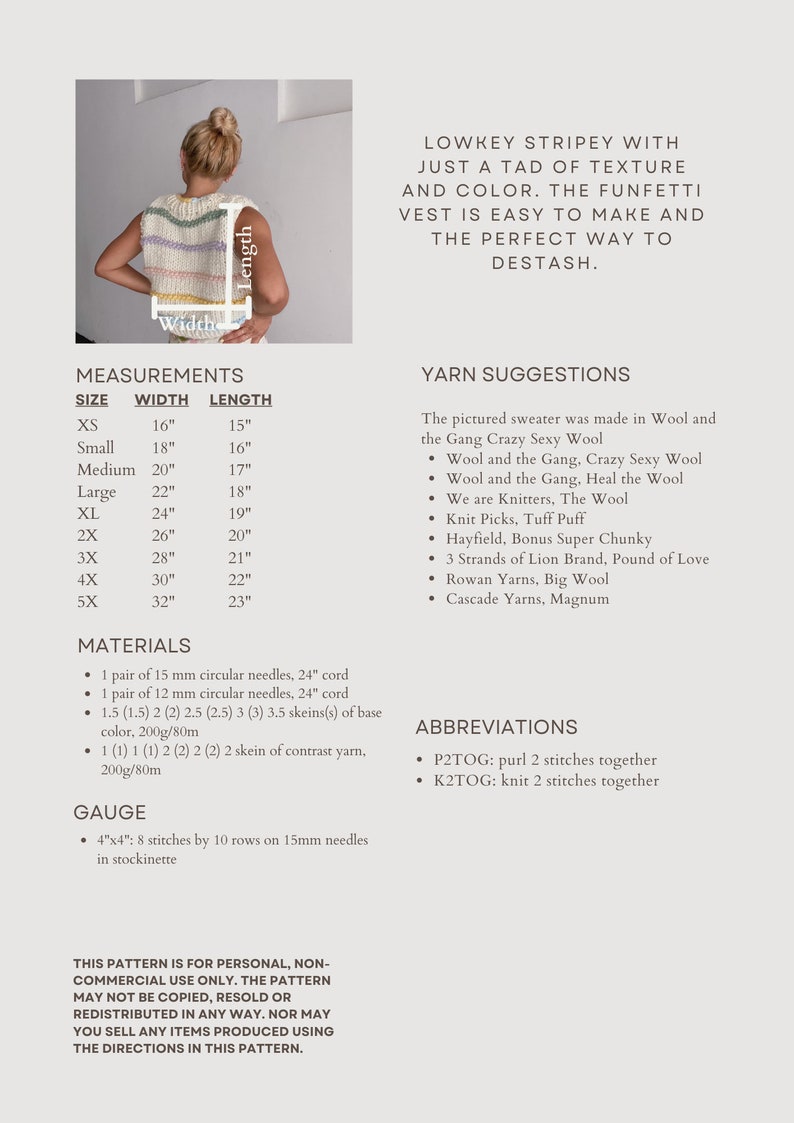 Funfetti Vest Pattern - Etsy