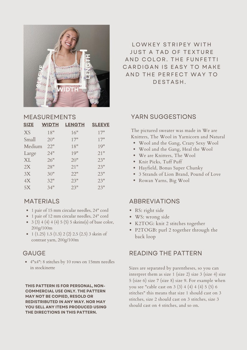 Funfetti Cardigan Pattern - Etsy