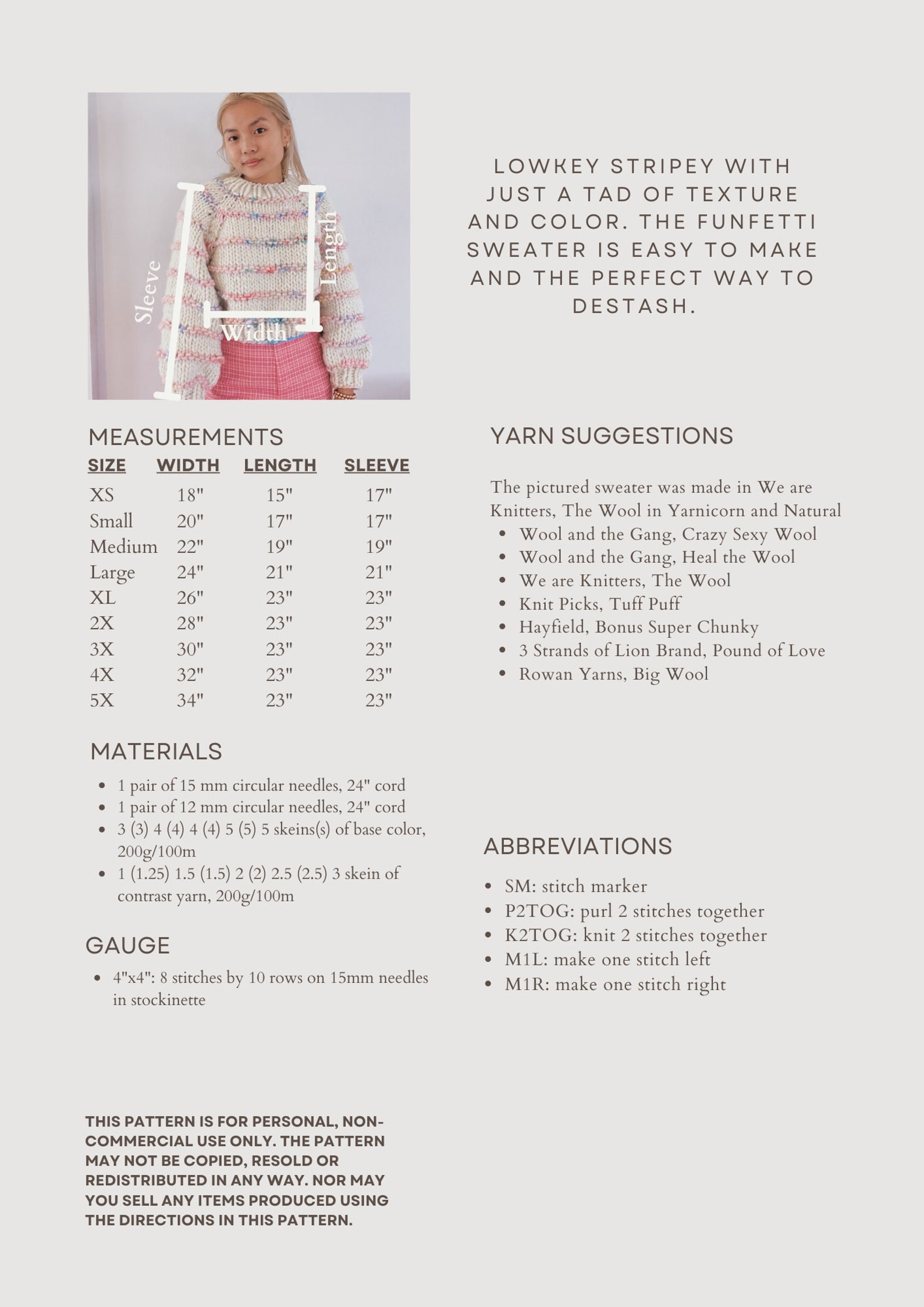 Funfetti Sweater Pattern - Etsy