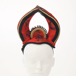 Asian dragon red horns headpiece small devil horns pagan ritual crown