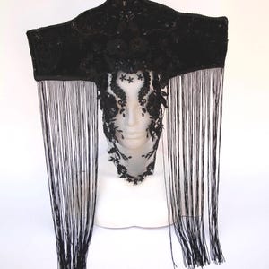 Black lace headpiece / face covering / Dark queen