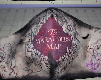 Marauder's Map Color Changing Heat Activated Mask with Adjustable Elastic