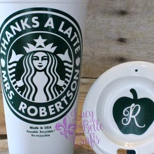 Nauczyciel podziękował za docenienie Latte Personalizuj kubek podróżny wielokrotnego użytku Starbucks