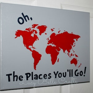 Oh, de plaatsen waar je heen gaat! 100% handgeschilderd op canvas van 11 x 14 inch