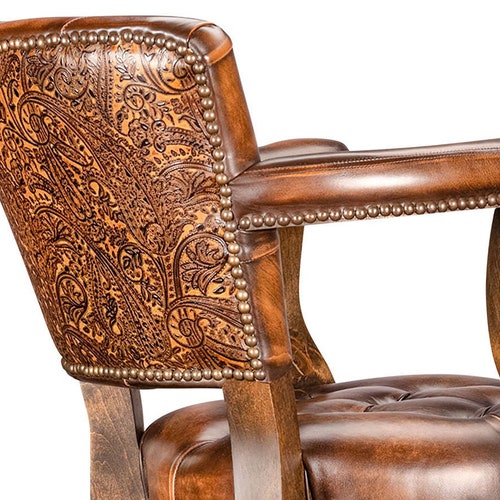 Hacienda Tufted Leather Swivel Bar Stool Etsy