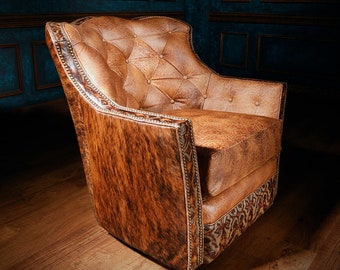 Apollo Leather & Cowhide Swivel Chair
