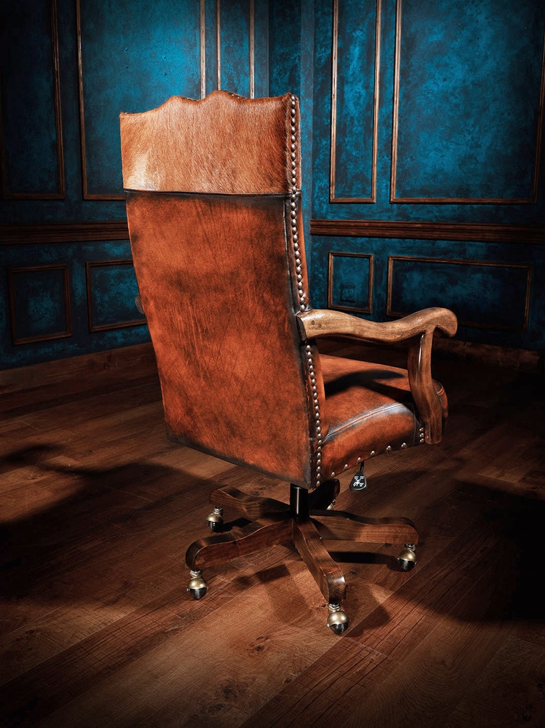 Sanderson Western Leather Desk Chair Etsy