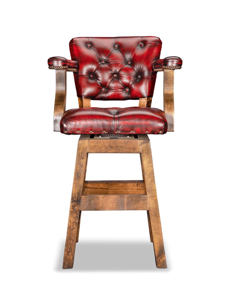 Hacienda Tufted Leather Swivel Bar Stool Etsy