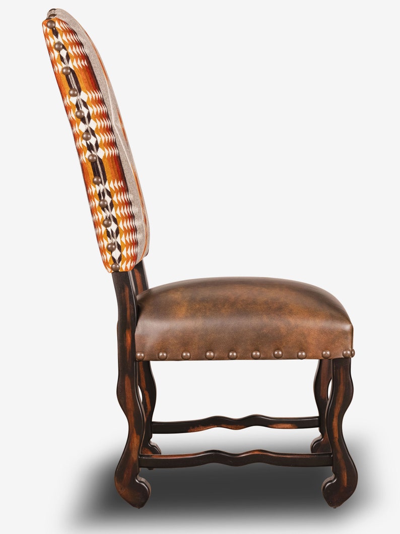 Chieftain Leather & Fabric Dining Chair Etsy