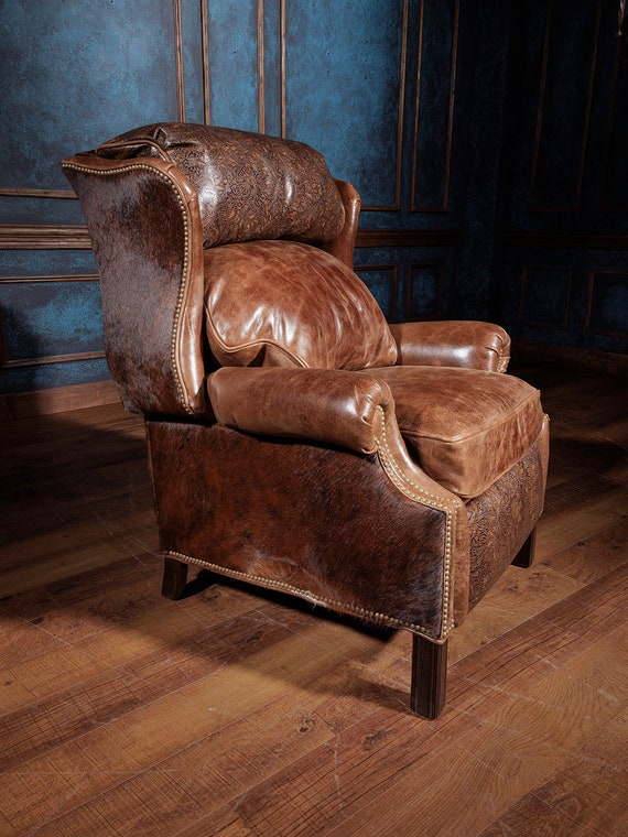 Buy Old Western Brown Leather Recliner Online in India Etsy