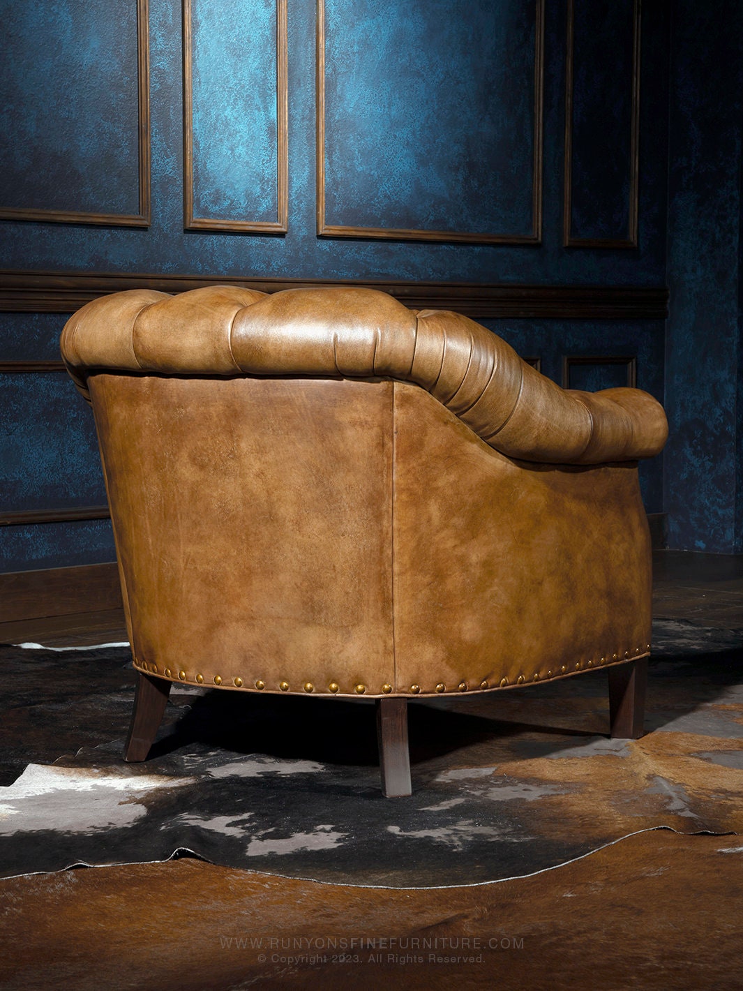 Chesterfield Leather Accent Chair Etsy