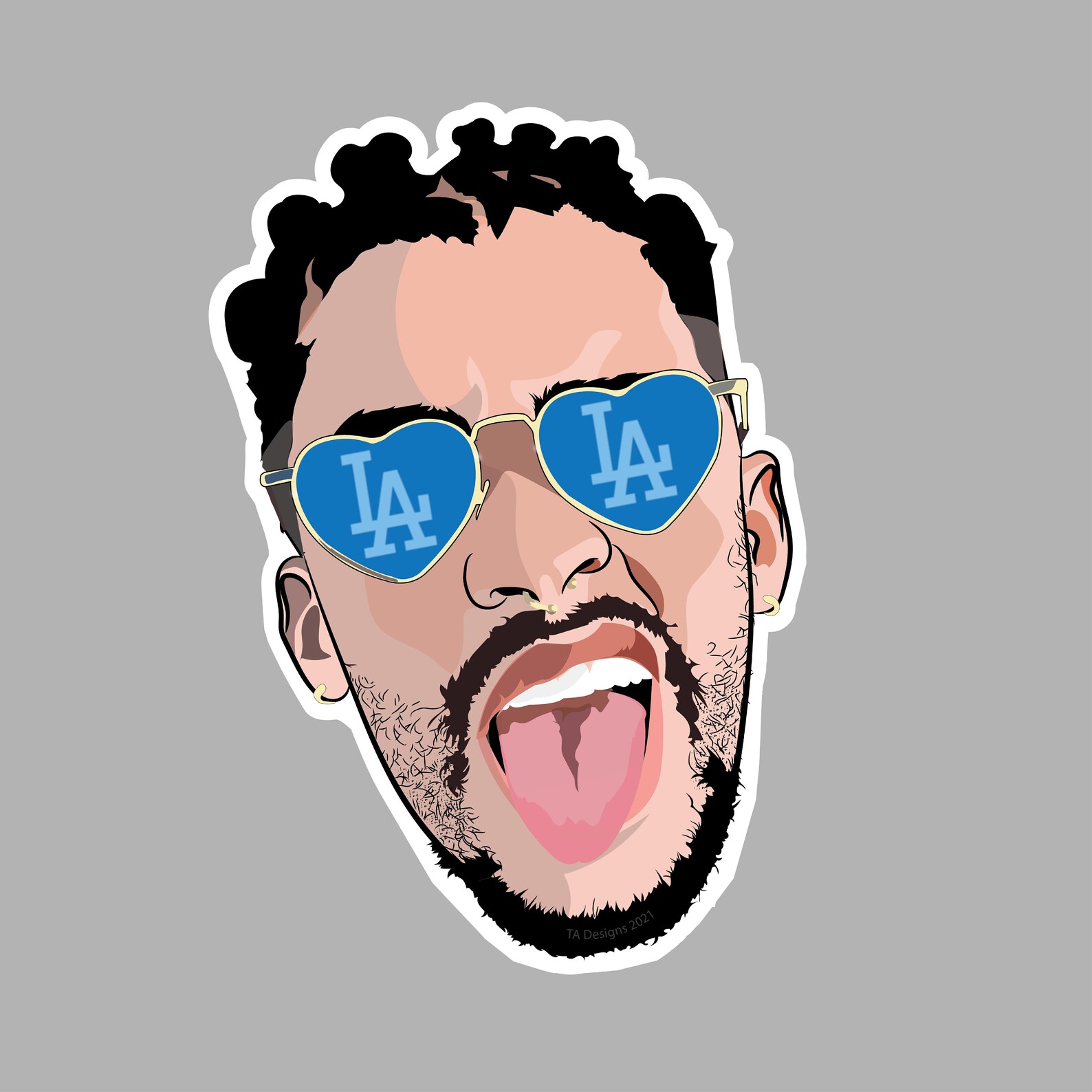 Bad Bunny Dodgers Vinyl Sticker Vinyl Sticker Basketball - Etsy