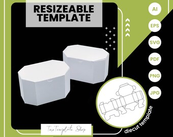 octagon box template, gift box template, candy box template, Jewelrybox template, Resizeable Template, Printable