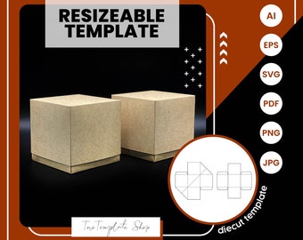 Square Gift Box Template: Resizeable Printable (Digital Download)