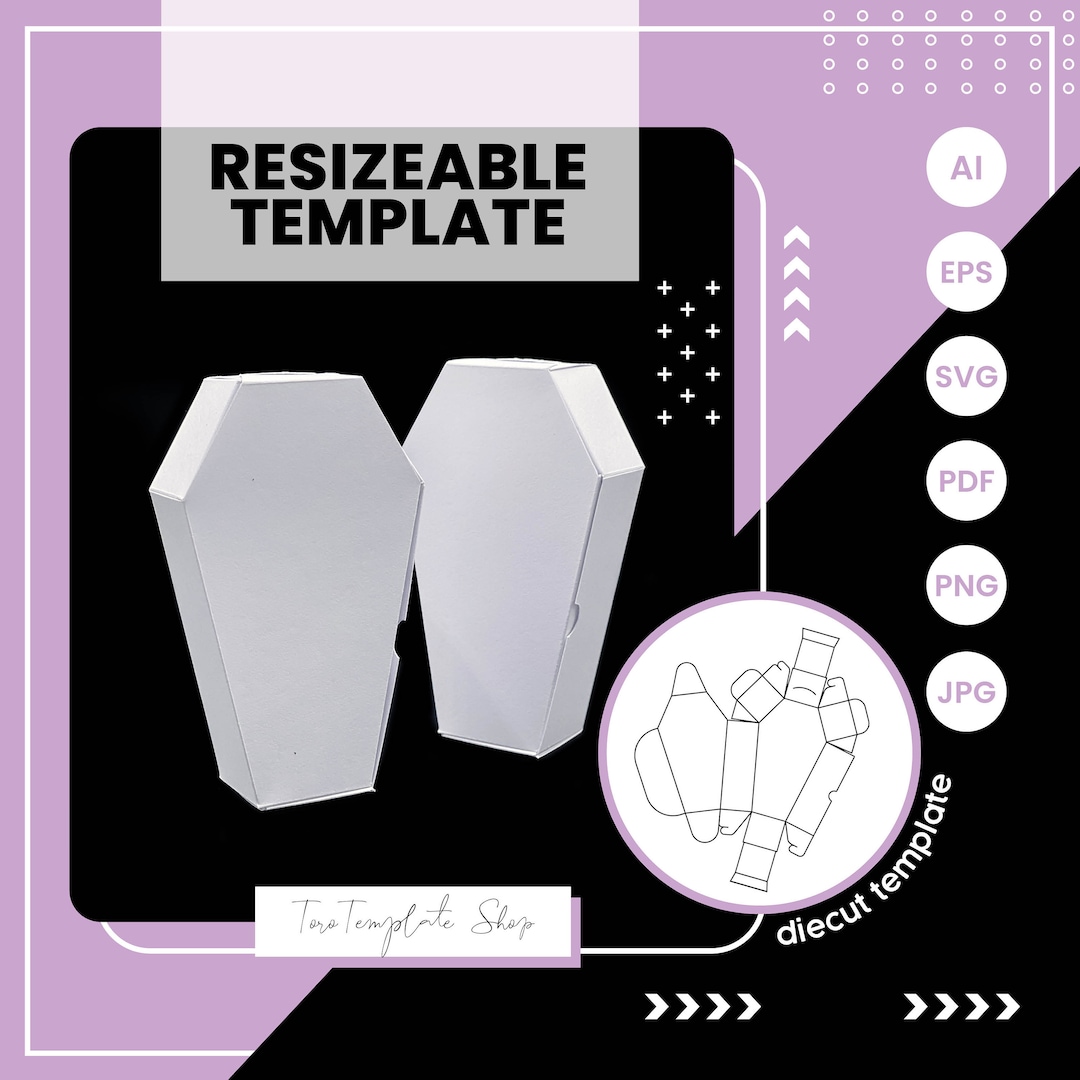 Vampire Coffin Box Template, Gift Box Template, Jewelry Box Template ...