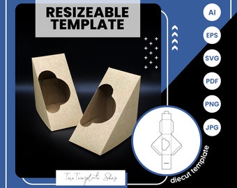 Sandwich Box Template: Printable, Resizeable (Digital Download)