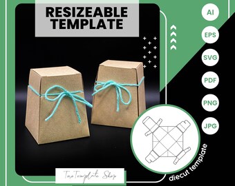 Trapezoid Gift Box Template: Resizeable Candy/Cookie Box (Digital Download)