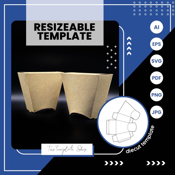 trapezoid curved box template, gift box template, candy box template, cookies box template, Resizeable Template, Printable