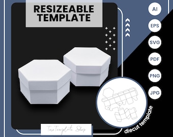 Hexagon Gift Box Template: Resizeable Printable (Digital Download)