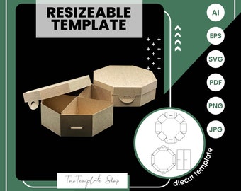Octagon Gift Box Template: Resizeable Candy/Cookie Box (Digital Download)