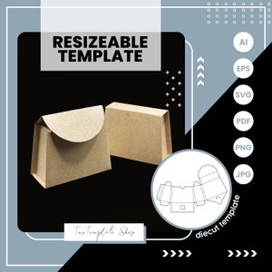 Plantilla de bolsa de cartón, plantilla de caja de regalo, plantilla de caja de dulces, plantilla de caja de galletas, plantilla redimensionable, imprimible