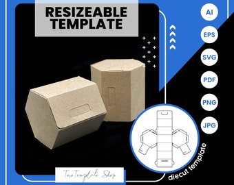 Hexagon Gift Box Template: Resizeable Candy/Cookie Box (Digital Download)