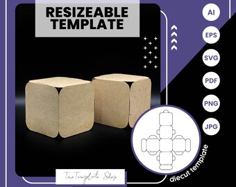 Square Gift Box Template: Printable Candy & Cookie Box (Digital Download)
