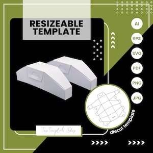 modèle de boîte de forme de banane, modèle de boîte cadeau, modèle de boîte de bonbons, modèle redimensionnable, imprimable