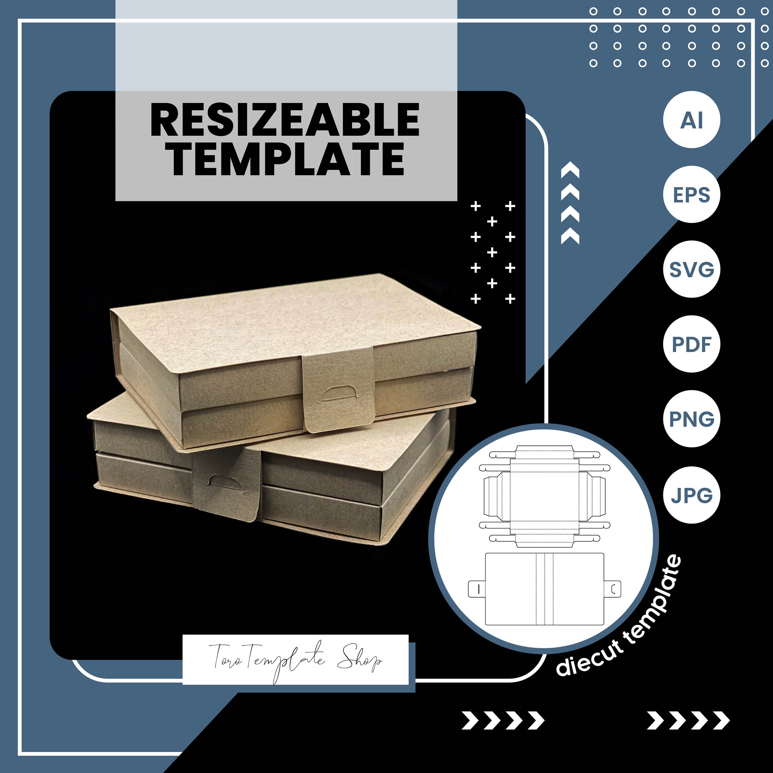 Resizeable Book/Candy Box Template: Printable Gift Box (Digital Download)