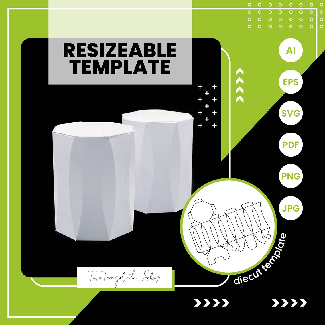 Octagon Box Template, Curved Angle Box Template, Gift Box Template ...