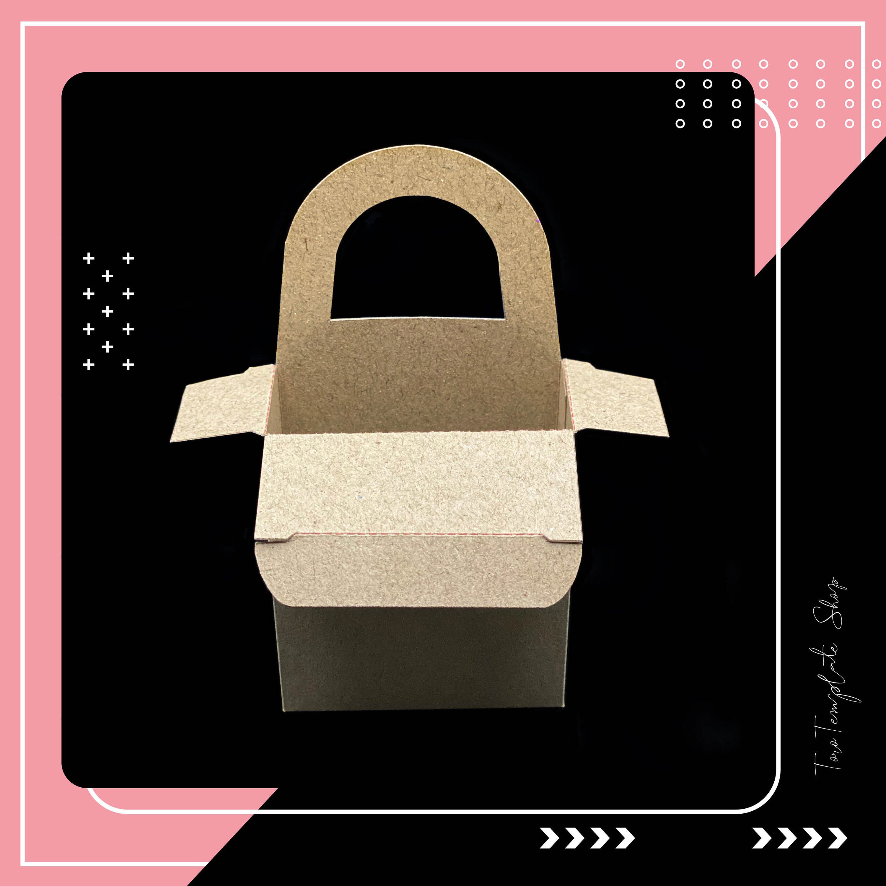 Handle Gift Box Layout Gift Box With Handle Template: Resizeable Printable (digital Download ...
