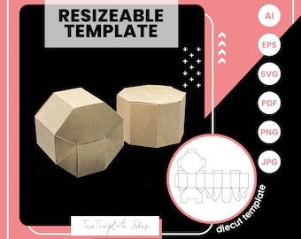 Octagon Gift Box Template: Resizeable Printable (Digital Download)