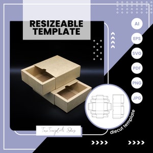 plantilla de caja de cajón, plantilla de caja, plantilla de caja de galletas, plantilla de caja de regalo, plantilla de caja de dulces, plantilla redimensionable, imprimible