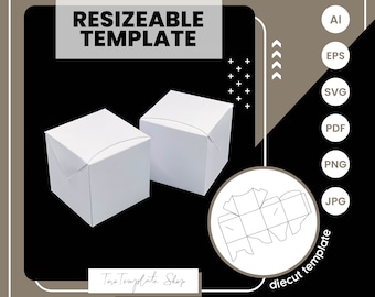 Square Gift Box Template: Resizeable Printable (Digital Download)