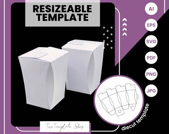 Curved Gift Box Template: Resizeable Candy Box (Digital Download)