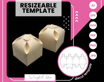 Curved Gift Box Template: Resizeable Candy/Cookie Box (Digital Download)