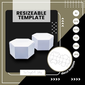 hexagon box template, gift box template, candy box template, Resizeable Template, Printable