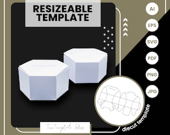 Hexagon Gift Box Template: Resizeable Printable (Digital Download)
