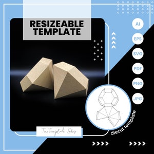 Diamond Gift Box Template: Resizeable Candy Box (Digital Download)