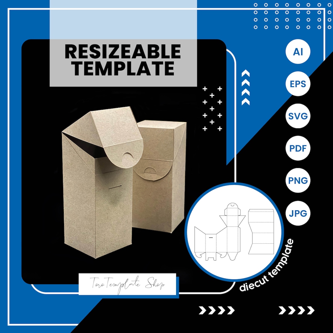 Rectangle Box Template, Gift Box Template, Candy Box Template, Cookies Box Template, Resizeable ...