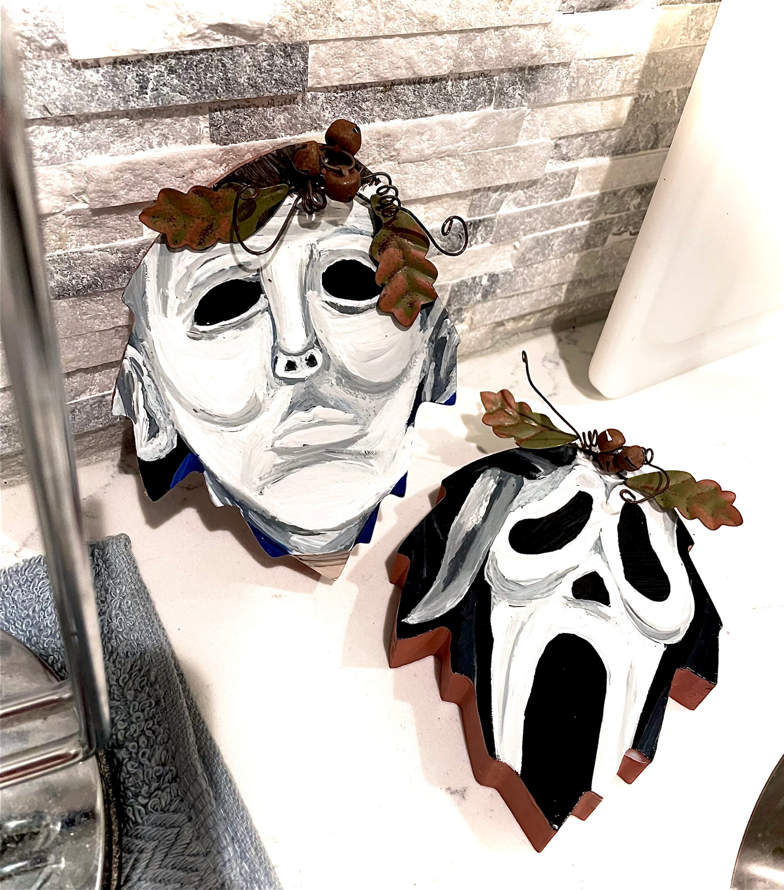 Ghostface Michael Myers Leaf Shape Drink Coaster Fall Horror Etsy