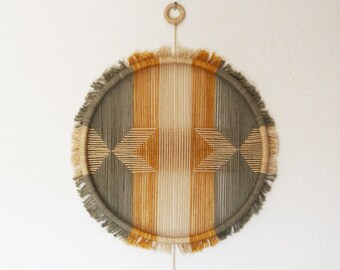 Brass Wall Hanging, Circular Wall Art, Handcrafted Fringe Wall Decor, Mirror Wall Hanging