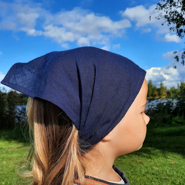 Kids head scarf, Girl head wrap for summer, linen kerchief, Child bandana, Baby wide headband, Girls Sunhat, Children's Sun Hat, Linen hat
