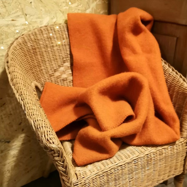 Orange wool blanket throw Pure Wool throw blanket Warm and breathable wool throw blanket Orange 130X90cm
