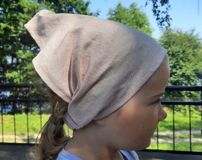 Kids head scarf, Girl head wrap for summer, linen kerchief, Child bandana, Baby wide headband, Girls Sunhat, Children's Sun Hat, Linen hat