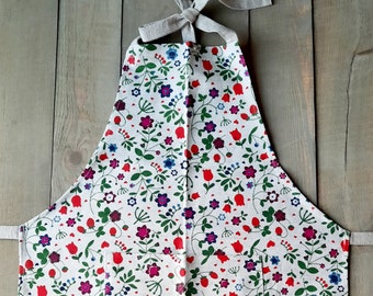 Linen apron for women. Child apron. Kids apron. Matching aprons. Floral apron. Mother gift.