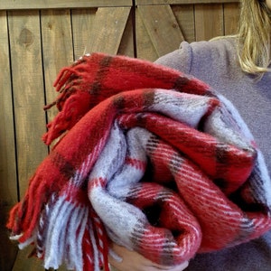 Birthday gift for her Wool Throw Blanket Plaid 100% New Zealand Wool 55&quot; x 80&quot;
