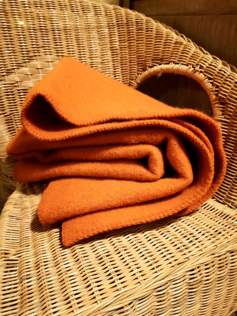 Orange Wool Blanket Throw Pure Wool Throw Blanket Warm and Breathable