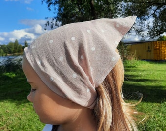 Linen Head Scarf - Kids head wrap - Fitness Headband - Pepermint triangle - Head Bandana - Summer Hair accessories - Linen headband for girl